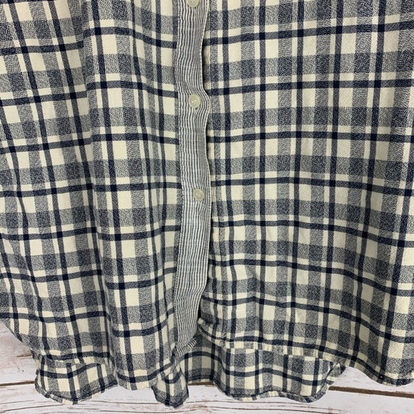 Madewell Medium Plaid Top Button Front blue white - Picture 3 of 7